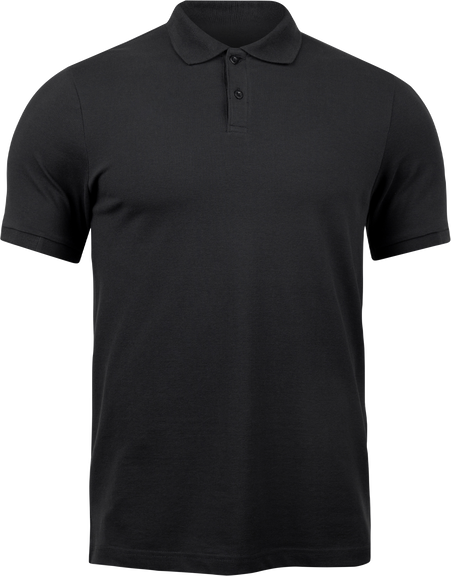 Front View of a Black Polo Shirt